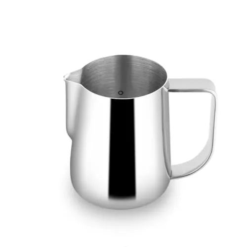 watchget Milchaufschäumkrug, 250 ml, Edelstahl, Espresso, Dampfkrug, Milch, Kaffee, Cappuccino, Latte Art, Barista, Dampfkrug, Espresso-Aufschäumer, Tasse, Silber