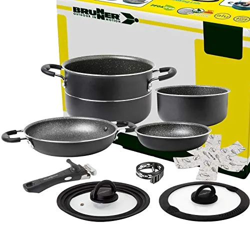 BRUNNER Camping Kochgeschirr Alu-Topfset 7+1 teilig von Brunner