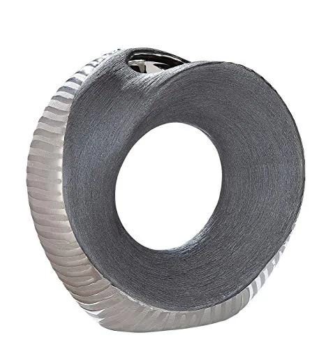 Moderne Dekovase Blumenvase aus Keramik in Silber und Anthrazit - Vasen für stilvolle Dekoration, zeitloses Design und perfekte Größe von 18,5x17,5 cm für jeden Tisch.