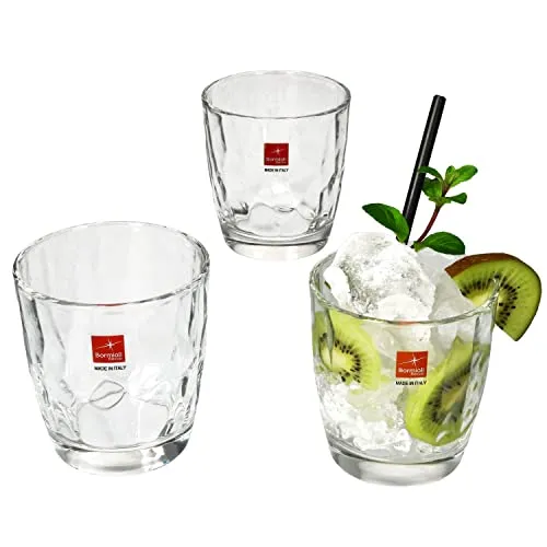 MamboCat 3er Set Diamond Whiskyglas Klar I 305ml I Ø8,5cm I Diamant-Struktur I Bodeneis I transparente Trinkgläser für Wasser, Limo, Saft & Co, Whiskey-Tumbler, Cocktail-Glas, Old Fashioned Glass