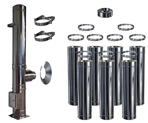 Edelstahlschornstein Bausatz doppelwandig DW 150, 8,2 m - Hochwertiger Schornstein-Bausatz mit einem Innendurchmesser von 150 mm. Ideal für den professionellen Einsatz, geprüft nach DIN EN ISO 9001 und geeignet für verschiedene Brennstoffe.
