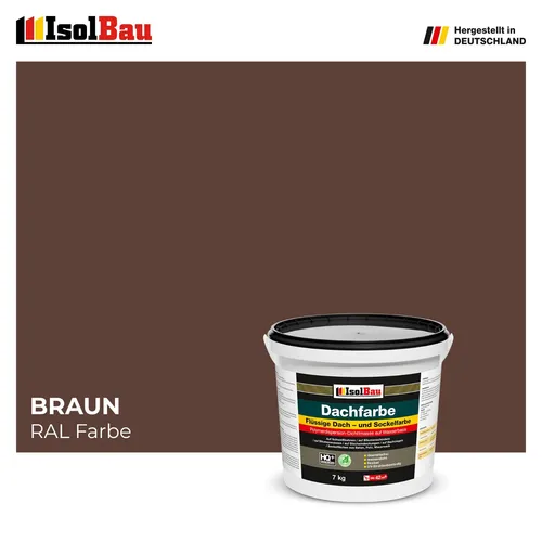 Dachfarbe Sockelfarbe Braun 7 kg - Fleckenisolierende Fassadenfarbe mit Nano Polymermembran - Innen- & Außenfarben, ideal für verschiedene Oberflächen und bietet schimmel- sowie UV-Beständigkeit für langanhaltenden Schutz.