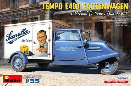 MiniArt 38047 1:35 Tempo E400 Kastenwagen - Vorgefertigte Motorfahrzeug-Modelle, detaillierter Modellbausatz im Maßstab 1:35 für kreative Bastler - inklusive bebilderter Anleitung für einfachen Zusammenbau.