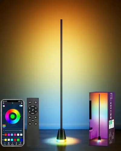 RGB LED Stehlampe Wohnzimmer Dimmbar 172 LED-Lichtperlen mit Fernbedienung & APP, 16 Millionen Farben, 300 Szenenmodi, Musik-Sync, DIY-Modus & Timing für Wohnzimmer, Schlafzimmer, Gaming-Raum