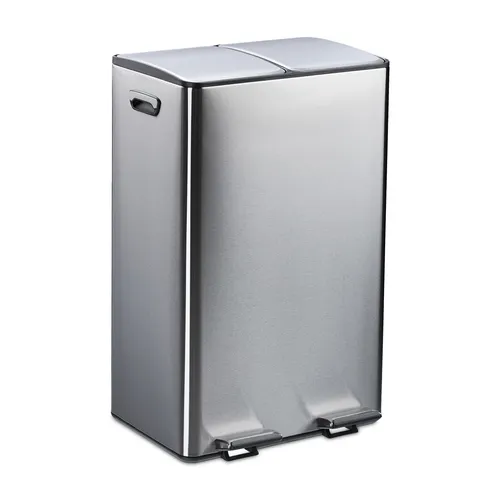 relaxdays Mülleimer Küche 2x 30 Lit, Silber - Praktischer 2-fach Mülleimer für effektive Mülltrennung in der Küche oder im Büro. Mit Fußpedal für freihändiges Öffnen und Soft-Close-Funktion für leises Schließen. Modernes Design, robustes Material.