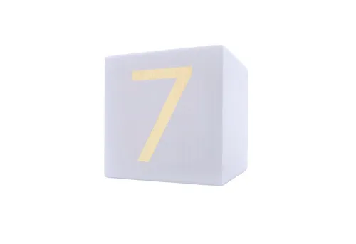 Kopper-24 Deko-Buchstaben Holzbuchstabe Würfel, 5 x 5 cm, weiß, Zahl 7