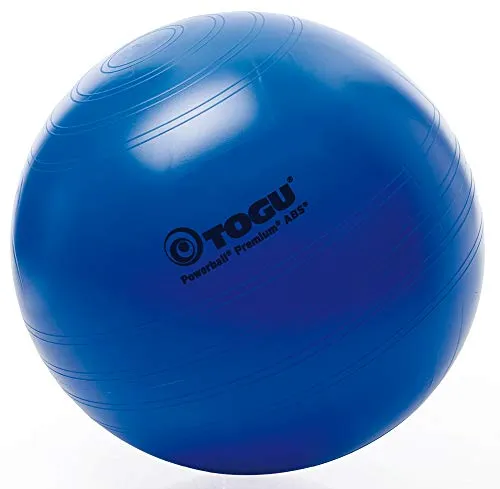 Togu Gymnastikball Powerball Premium ABS, blau, Ø 65cm - Gymnastikball Ø 65cm, bis 1.000kg belastbar, ideal für Kräftigungs- und Reha-Übungen. Inkl. Übungsposter für vielseitiges Training, auch als gesunde Sitzgelegenheit geeignet.