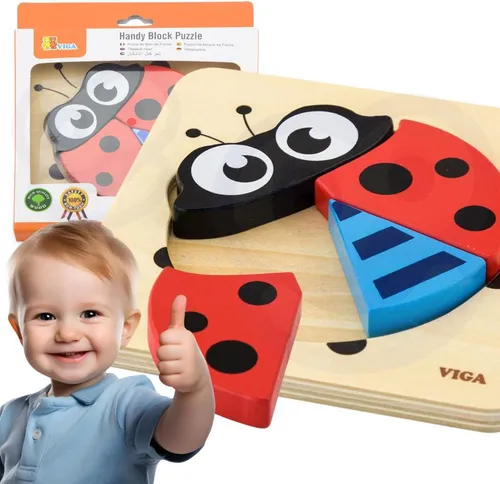 Viga 50168 Handy Block Puzzle - Marienkäfer