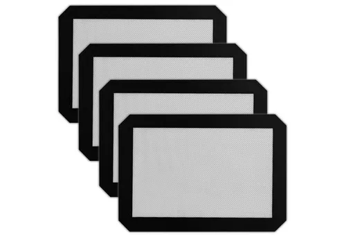 HAC24 Backmatte Silikon Backunterlage Fiberglas Backfolie Antihaft Dauerbackpapier, Silikon (Set, 4-tlg), 40x30 cm, Wiederverwendbar