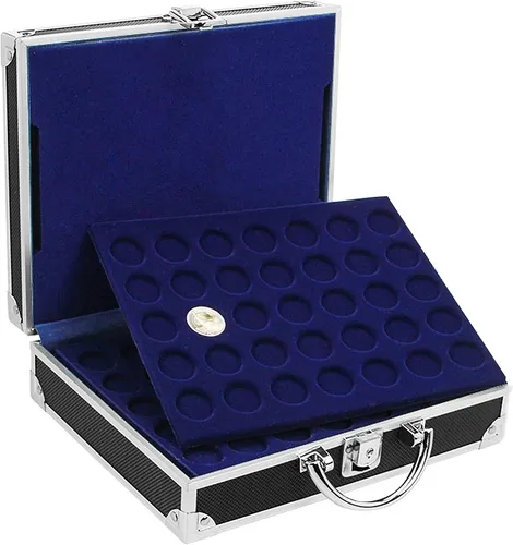 SAFE 9817 ALU Münzkoffer schwarz inkl. 6 Tableaus für 180 Stk 2 Euro Münzen
