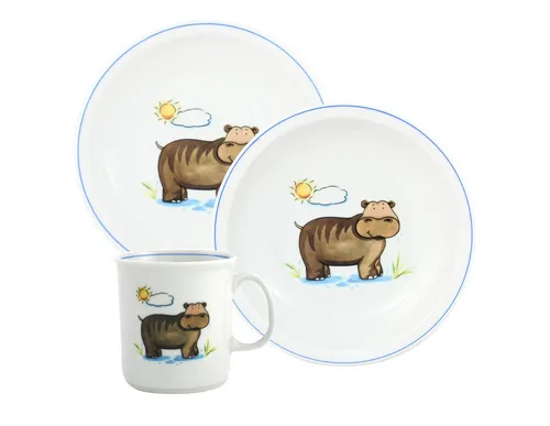 Eschenbach® PORZELLAN GERMANY Kindergeschirr-Set Kindergedeck Set 3-tlg. I Zoo & Co (3-tlg), 1 Personen, 3 Teile für 1 Person im Geschenkkarton