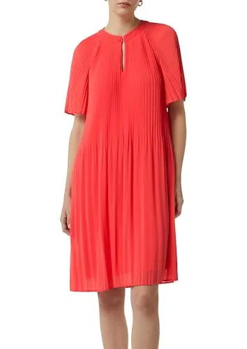 Comma Damen Kleid 2148473 - 4294, 38 EU - Freizeitkleid für Damen im Regular Fit mit eleganten Plisseefalten und Henleyausschnitt, perfekt für besondere Anlässe oder den Alltag.