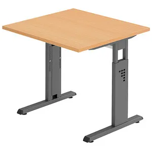Hammerbacher Schreibtisch O-Serie - Höhenverstellbar in Buche/Graphit - Kinderschreibtisch mit höhenverstellbarem Design, ideal für ergonomisches Lernen und Arbeiten. Robuste melaminharzbeschichtete Oberfläche sorgt für Langlebigkeit.