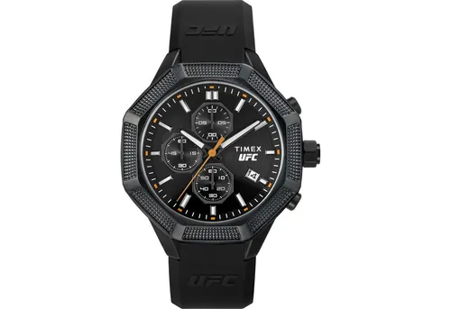 Timex Chronograph UFC King - Armbanduhren mit 10 ATM Wasserdichtigkeit, ideal für Sport und Alltag, ausgestattet mit einem robusten Edelstahlgehäuse und einem stilvollen Silikonarmband.
