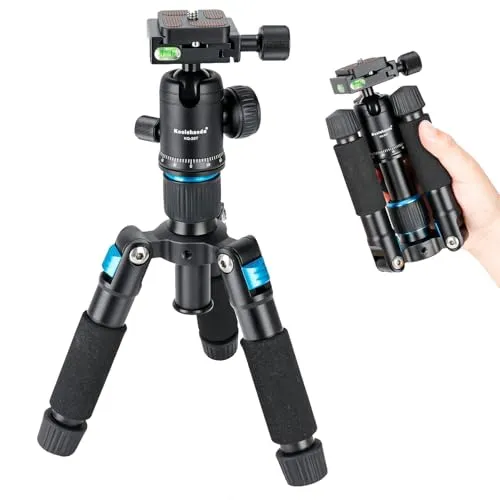 Koolehaoda Mini Stativ für Kamera 51cm Tragbares Desktop Stativ Reisestativ Tischstativ Aluminium mit 360° Kugelkopf für DSLR Kamera Video Camcorder, Belastung bis 5kg - (Blau)