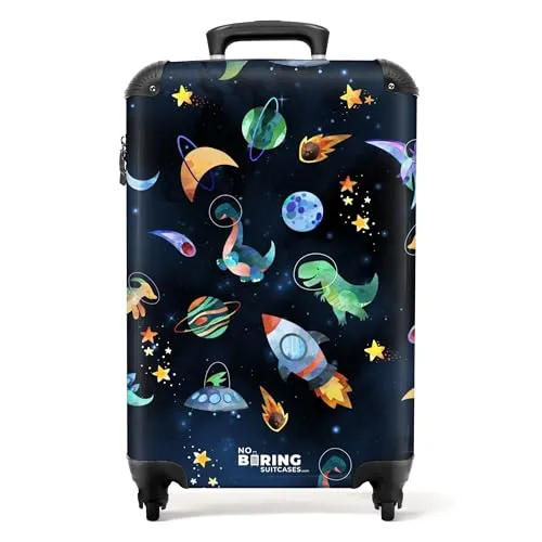 NoBoringSuitcases.com® Kinderkoffer mit Dinosaurier-Motiv, 55x35x20cm
