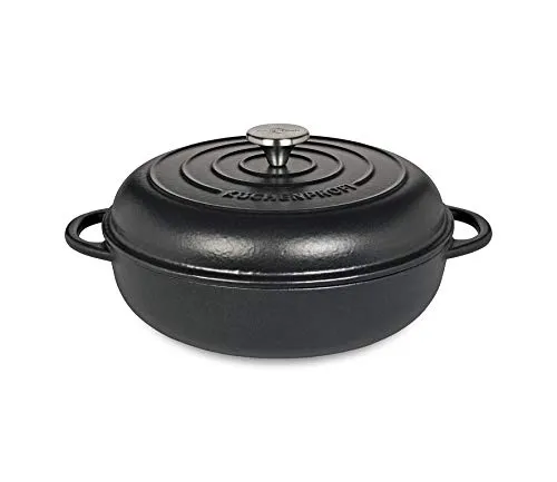 Küchenprofi Provence Gourmetpfanne 28 cm Schwarz - Pfanne mit Induktionsfähigkeit und praktischem Gegengriff, ideal für Grillgeräte und robuste Emaille-Oberfläche.