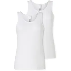 Schiesser Damen Trägertop 2er-Pack - Modern Multipacks weiß - Unterhemden für Damen mit feinem Spitzenband, aus 95% Baumwolle & 5% Elasthan, bieten hohen Tragekomfort und elegante Details – ideal für jeden Anlass!