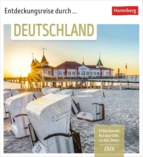 Entdeckungsreise durch Deutschland Postkartenkalender 2026 - Wochen-Kalender mit 53 stimmungsvollen Foto-Motiven und Kurzporträts besonderer Orte in Deutschland - ideal zum Aufhängen und Aufstellen für jedes Zuhause.
