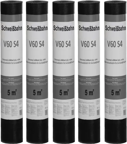 Schweißbahn V60 S4 Glasvlieseinlage - Fäulnissicher und vielseitig einsetzbar - Dichtstoffe & Fugenmittel - Diese beschiefert Glasvlieseinlage ist ideal für Balkon, Dach und Flachdach und bietet hohen Feuerwiderstand (Klasse E) bei einfacher Verarbeitung.