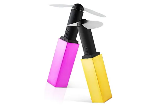 HAC24 Handventilator 2er Set Mini Hand Ventilator Taschenventilator, Lippenstift Form Batteriebetrieben mit Trageschlaufe