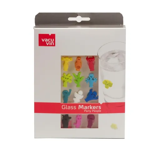 Vacu Vin 12er-Set: Glasmarkierer ''Party People'' in Bunt