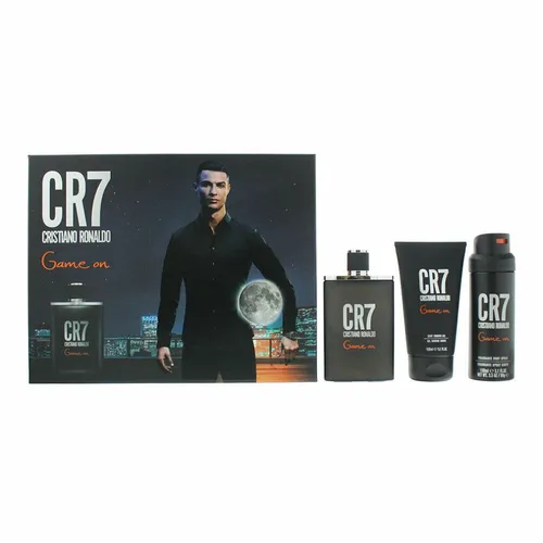 Cristiano Ronaldo Cr7 Game On Eau de Toilette Set - Eau de Toilette für Herren mit 100 ml, 150 ml Duschgel und 150 ml Körperspray – ein aromatischer Fougere-Duft für Männer, ideal als Geschenk.