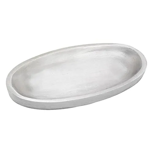 NKlaus Kerzenteller oval 12x6cm Aluminium silber Teller matt Untertasse Tischdekoration 10370