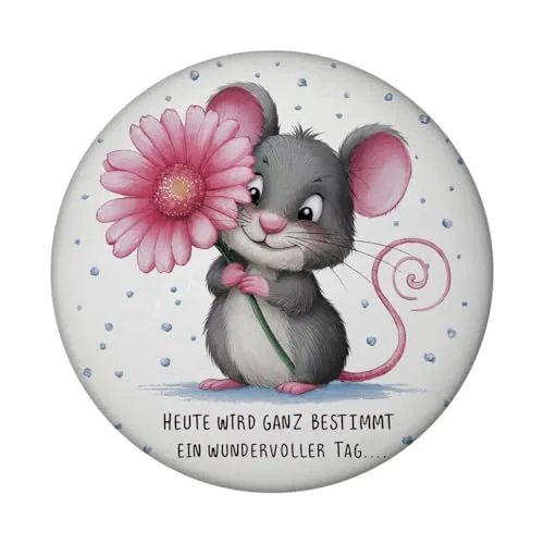 Maus mit Blume Magnet - wundervoller Tag Perfekt für Dekofans und Sammler als Magnet