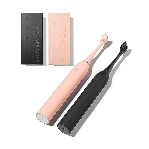 Wondersmile Schallzahnbürste Couple Bundles - Testsieger - Elektrische Zahnbürsten mit 100 Tagen risikofrei testen, 4 Reinigungsprogramme und bis zu 60 Tage Akkulaufzeit für eine gründliche Mundpflege.