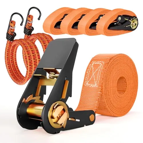 Stück Spanngurte mit Ratsche 4 m, Spanngurte mit Ratsche 800 KG, 2 Stück Expander mit Haken 80 cm, für Auto, Sackkarre, Motorrad, Gepäck, Camping, Feste Ladung 4