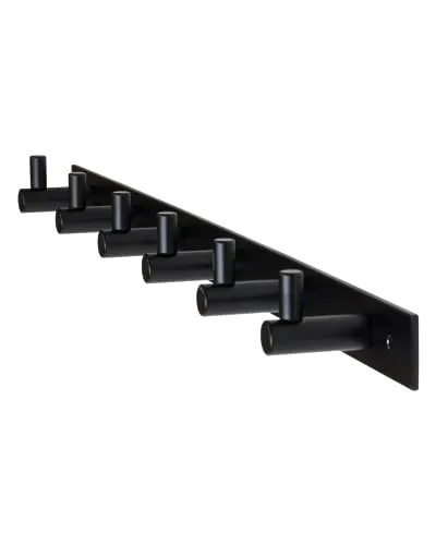 Gedotec Garderobenhaken Schwarz matt [6 HAKEN] Garderobenleiste Flur, Küche & Bad I Wandgarderobe MOON I Hakenleiste schwarz zum Schrauben I Design Garderobenpaneel I Kleiderhaken Wand Montage