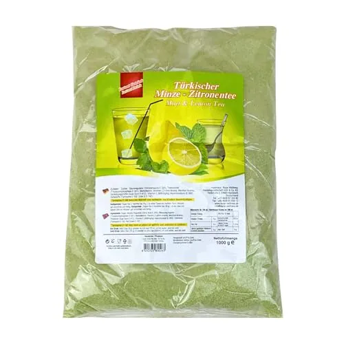 Lezzo Türkischer Tee Pulver Minze Zitrone 1000 g - Tees: Erfrischender türkischer Minz-Zitronentee, heiß oder kalt genießbar, ideal für jede Jahreszeit und perfekt für einen Urlaubsgeschmack zu Hause.