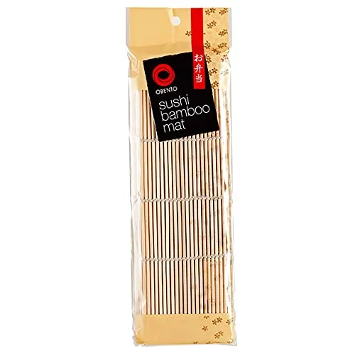 Obento Bambusmatte für Sushi zur einfachen Herstellung von Nori-Rollen (1 Stück), Beige