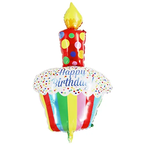 Happy Birthday Luftballons - Geniale Geschenkidee Deko für Geburtstage oder Partys Ballon Helium Folienballon klein mit für Kinder Dekoration Partydeko JGA Geschenkidee - Muffin Törtchen 67x127 cm