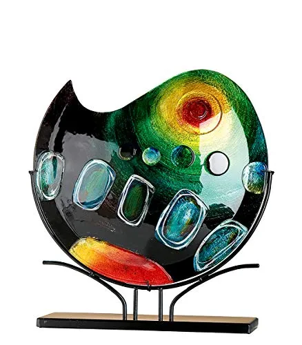 GILDE GLAS art Dekovase Sunrise bunt - Vase in bunten Farben aus Glas und Metall, 47 cm hoch, perfekt für kreative Dekorationen und Akzente in jedem Raum.