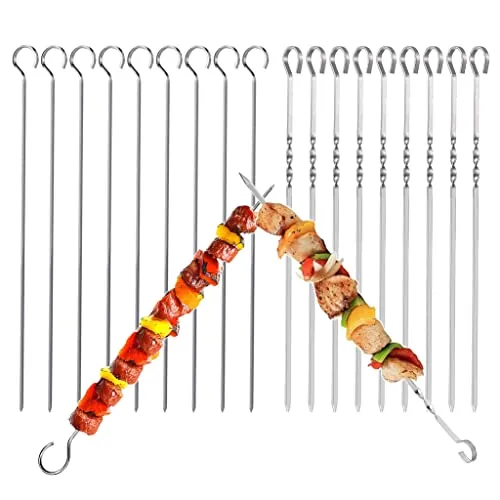 Lahviuu Grillspieße Edelstahl, 20 Stück Schaschlikspieße, 30 cm, Silber, Grillzubehör