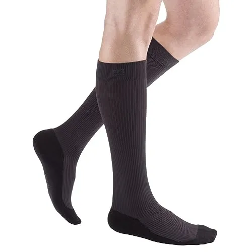 medi mediven active Kompressionsstrümpfe | Kompressions-Kniestrümpfe mit Fersenverstärkung | KKL 2 | Anthrazit | Größe: III | Geschl. Spitze | Normal