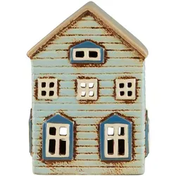 Ib Laursen Kerzenhalter Thorshavn mit brauner Tür in blau von Ib Laursens