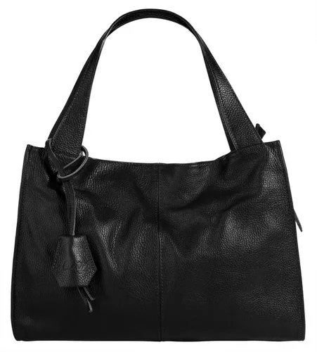 Cluty Shopper aus echtem Leder, schwarz, 40cm x 28cm x 11cm - Eleganter Damen Shopper aus 100% Rindleder, Made in Italy. Mit geräumigem Hauptfach und praktischem Smartphonefach für stilvolle Aufbewahrung unterwegs.
