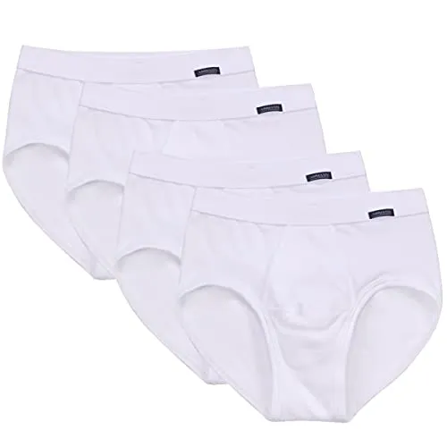 Ammann GOTS Feinripp Herren Slip mit Eingriff – 4er Pack (Weiß) - Hochwertiger Herren Slip aus Feinripp Organic Cotton – für ein angenehmes Tragegefühl. Elastische Qualität sorgt für optimalen Halt und Bequemlichkeit. Pflegeleicht und langlebig, ideal für den täglichen Gebrauch.