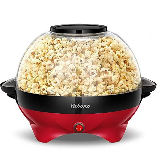 Yabano Popcornmaschine für Zuhause, Maker Machine mit Zucker & Öl, Abnehmbare Heizfläche, 5L Popcorn Popper, Antihaftbeschichtung, Großer Deckel als Servierschale, Platzsparende Lagerung