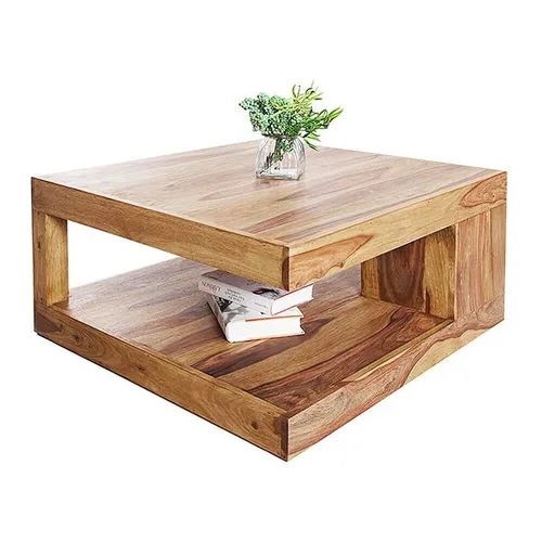 Puristischer Couchtisch SHIVA 80x80cm aus massivem Sheesham von LebensWohnArt