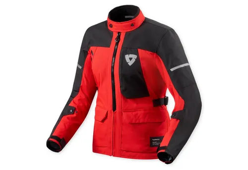 Revit Convergent H2O Damen Motorradjacke, schwarz-rot, Größe 36 - Stylische Motorradjacke mit wasserdichter Konstruktion und herausnehmbarem Thermofutter für optimalen Komfort bei jedem Wetter. Ideal für den täglichen Einsatz und Motorradfahrten.