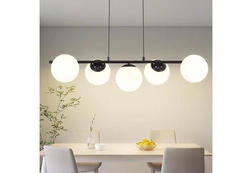 ZMH Pendelleuchte Esstisch Hängeleuchte Glas Hängelampe E27 5-Flammig, ohne Leuchtmittel, Kreative Esstischlampe für Esszimmer Wohnzimmer