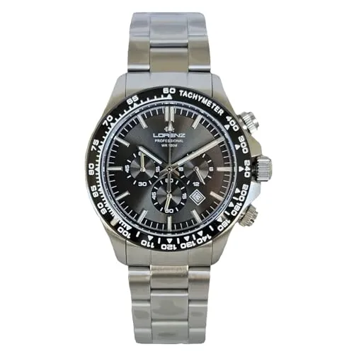 Lorenz Chrono Herren-Chronograph Quarz Edelstahl Taucher 100 Meter 26175HH, silber / schwarz, Modern