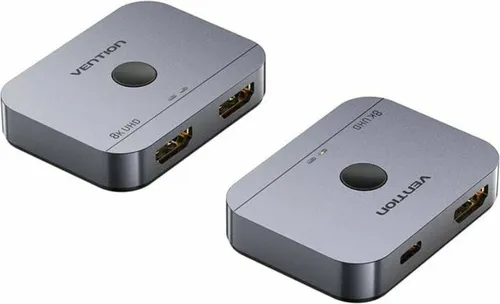 Vention 2-Port Bi-Directional 8K HDMI Switcher Gray Aluminium Alloy Type