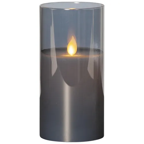 Star Trading Kerze M-Twinkle, Stumpenkerze, Schwarz, Rauchglas, LED, Timer, Warm