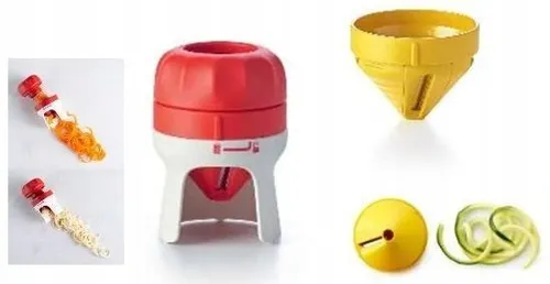 Tupperware Spiralino Profi Chef rot weiß + gelber Einsatz Spaghetti-Gemüseschneider