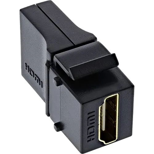 InLine 76202N HDMI Keystone Snap-In Einsatz 4K/60Hz, HDMI A Buchse/Buchse, gewinkelt, schwarz